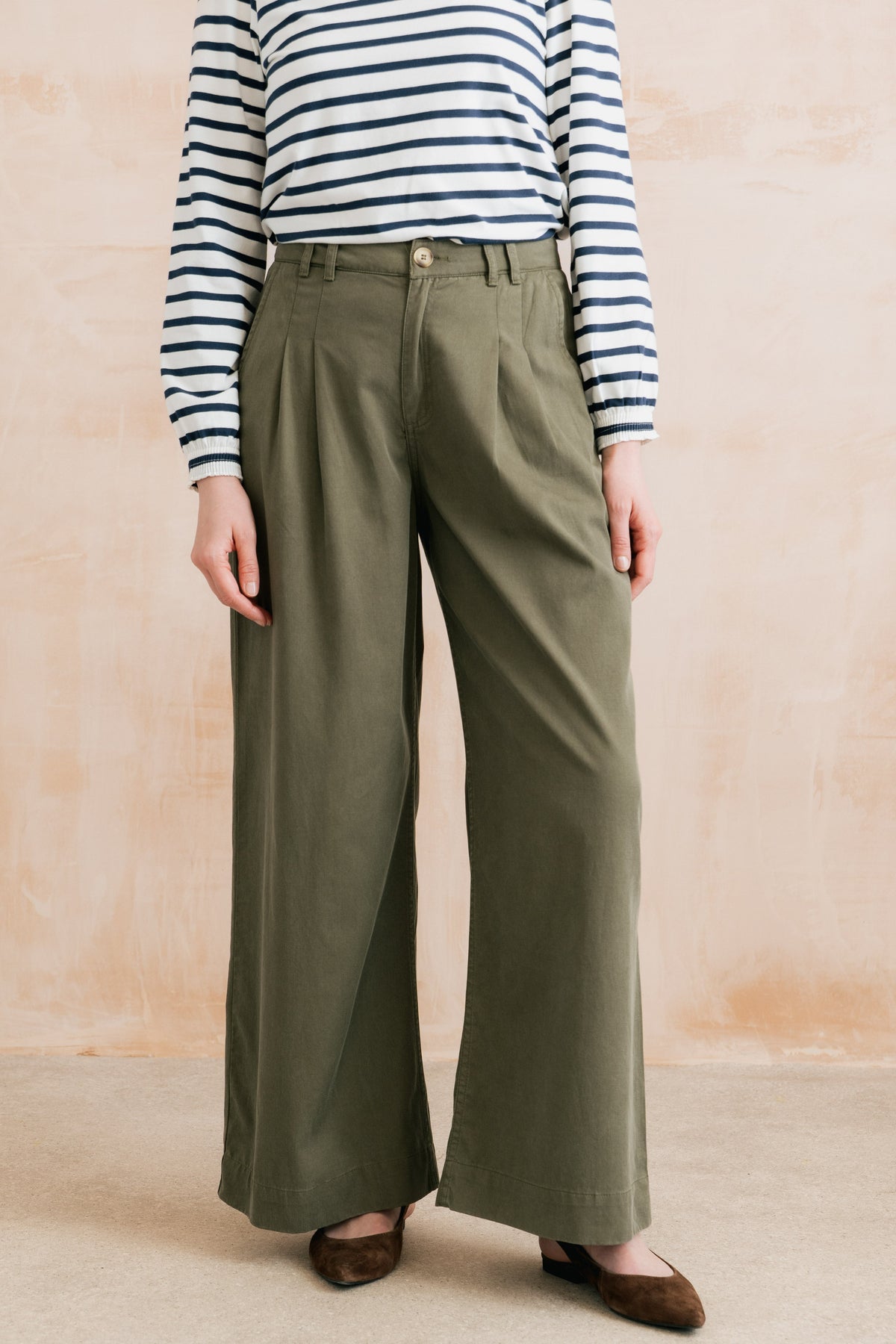Lily & Me Sophie Olive Wide Leg Trousers