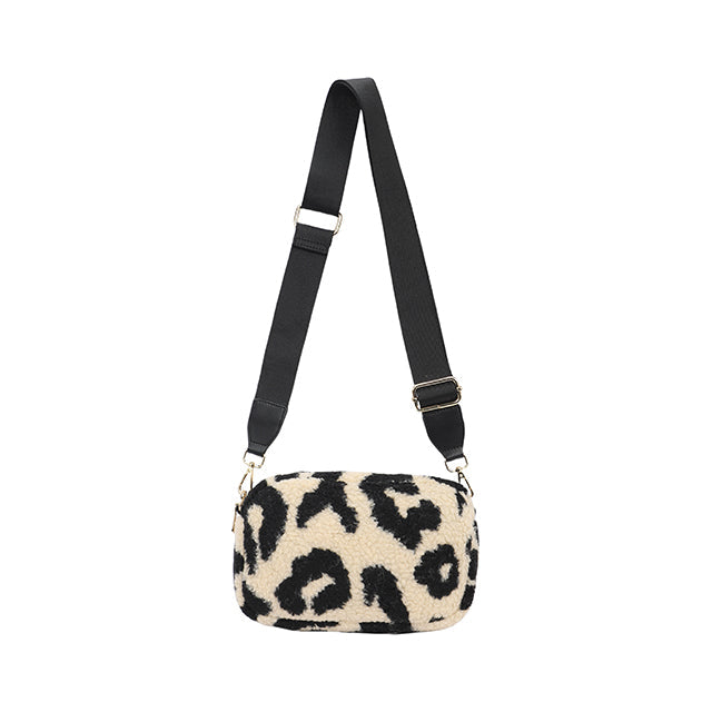 Animal Print Borg Fleece Cross Body Bag
