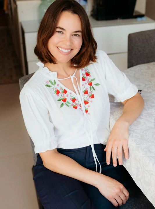 Sugarhill Brighton Angelique Strawberry Shirred Top