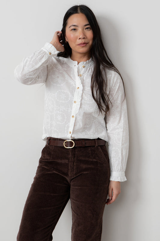 Lily & Me Rachel Frill Embroidered Blouse