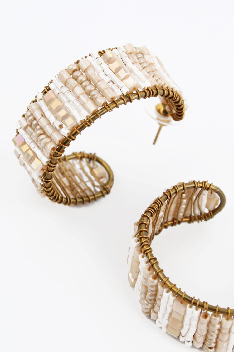 My Doris Pearl & Gold Hoop Earrings