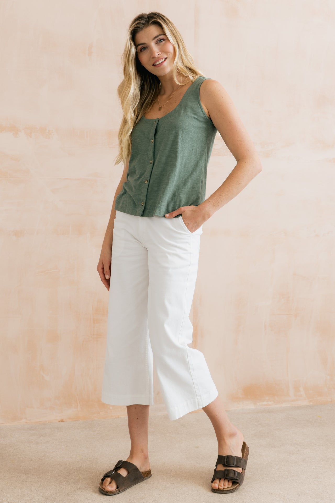 Lily & Me Isla Crop Trousers in White