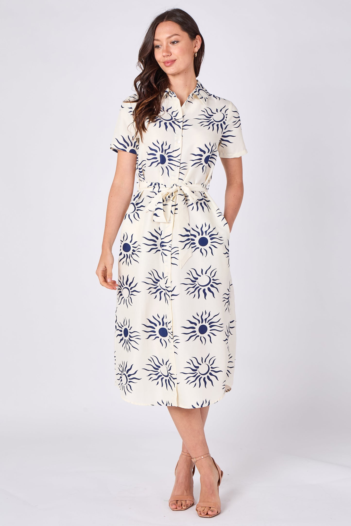 Sun Goddess Midi Shirt Dress