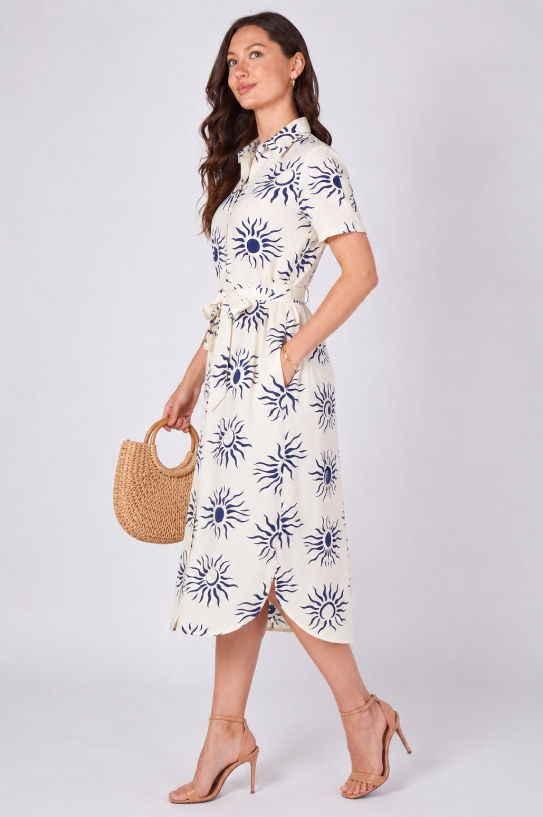Sun Goddess Midi Shirt Dress