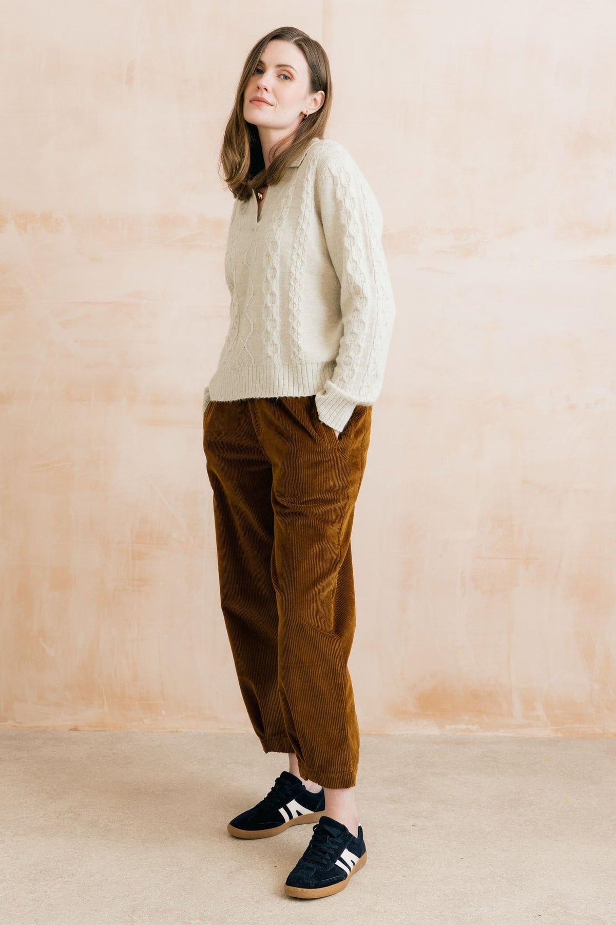 Lily & Me Shirin Jumbo Cord Relaxed Barrel Leg Trousers