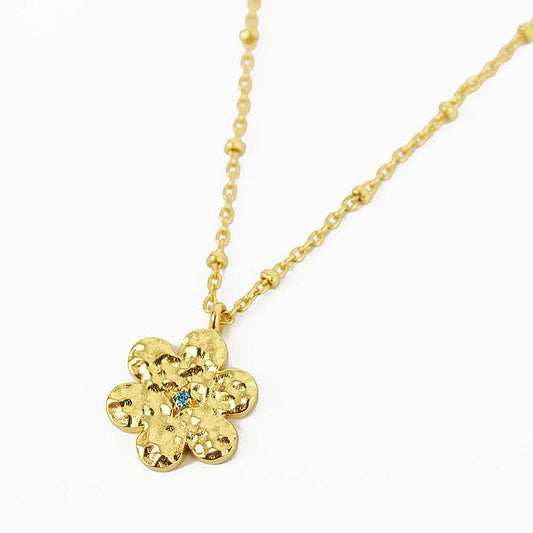 My Doris Gold Hammered Flower Necklace