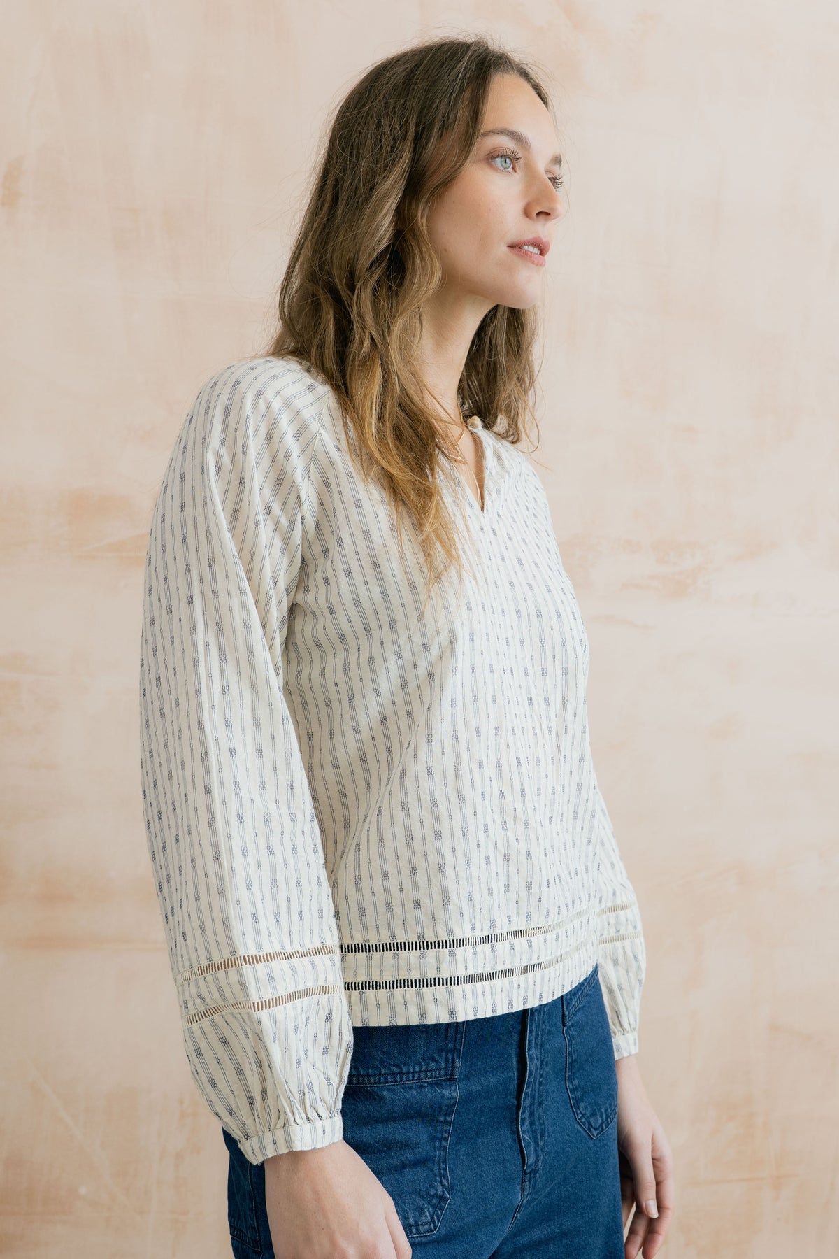 Lily & Me Zoe Embroidered Stripe Blouse