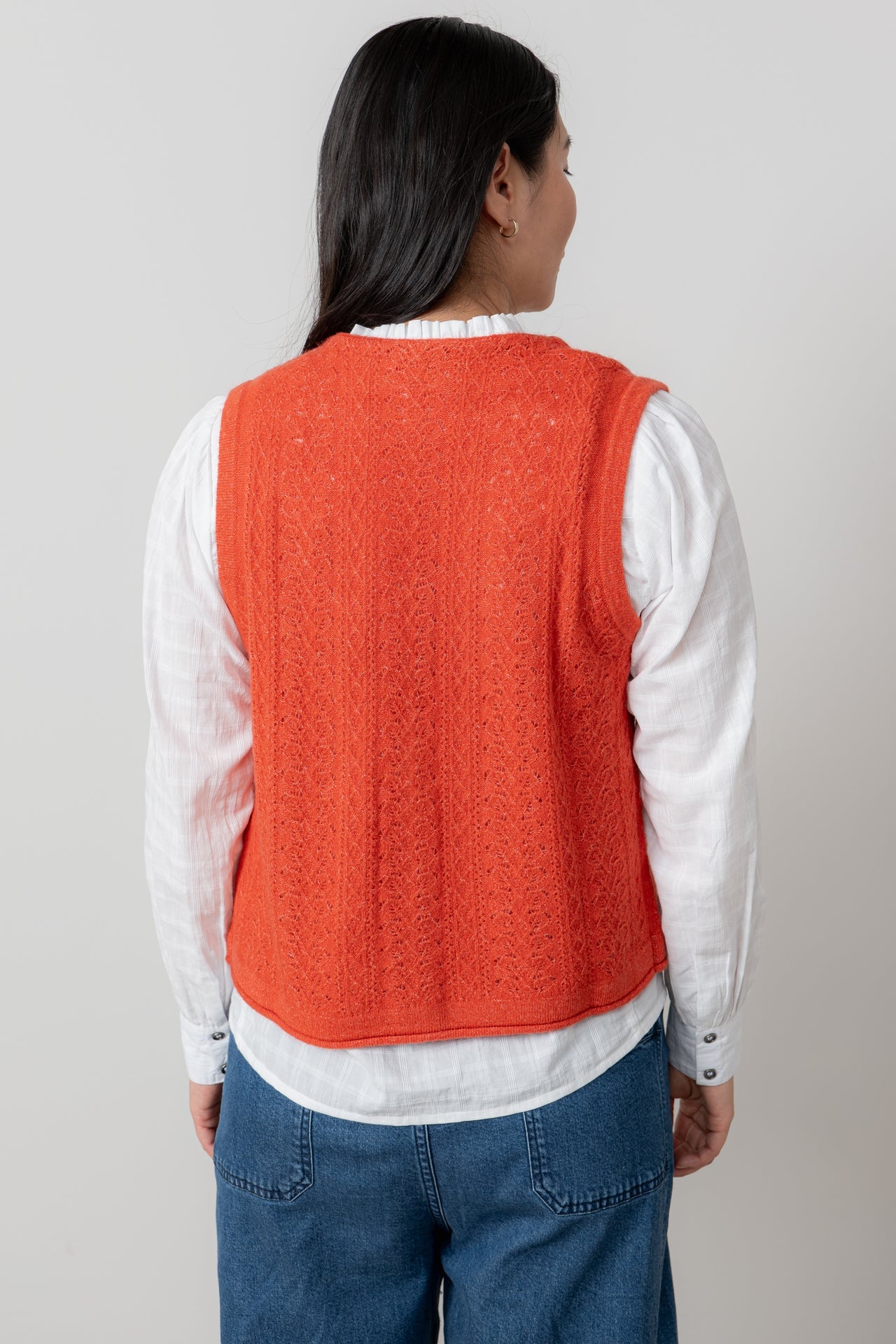 Marly Pointelle Tank in Bonfire Red