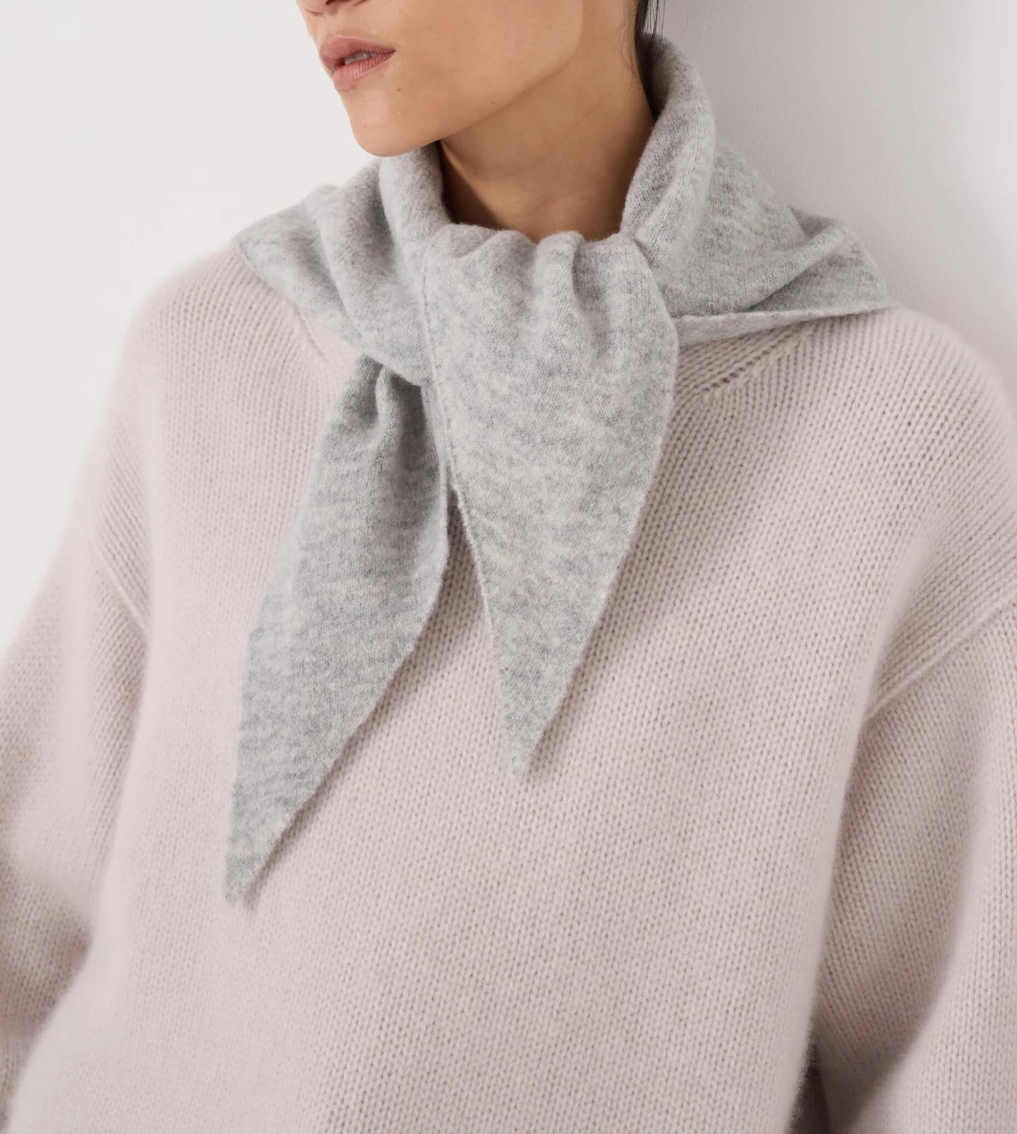 100% Wool Triangle Scarf in Grey