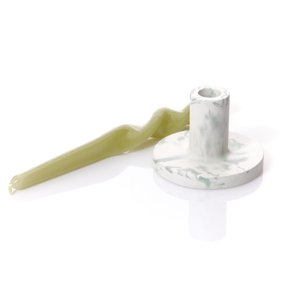 Wxy. Marbled Candle Holder Green