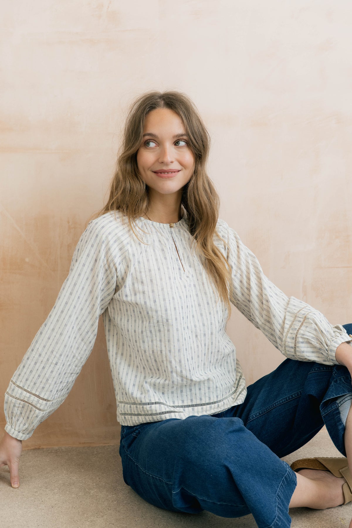 Lily & Me Zoe Embroidered Stripe Blouse