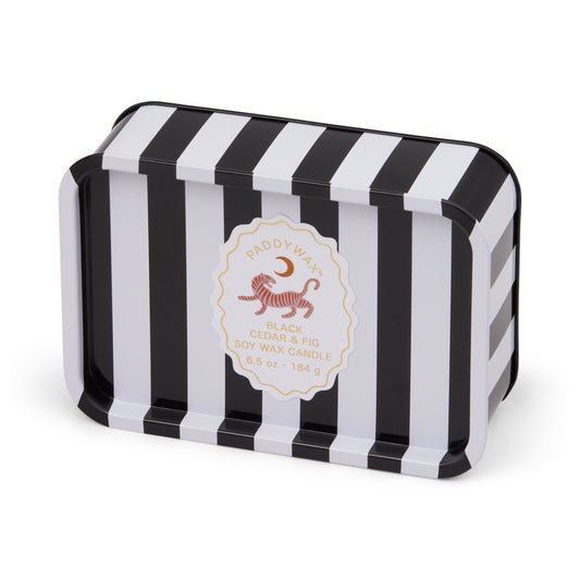 Paddywax Black Cedar & Fig Tiger Tin Soy Candle