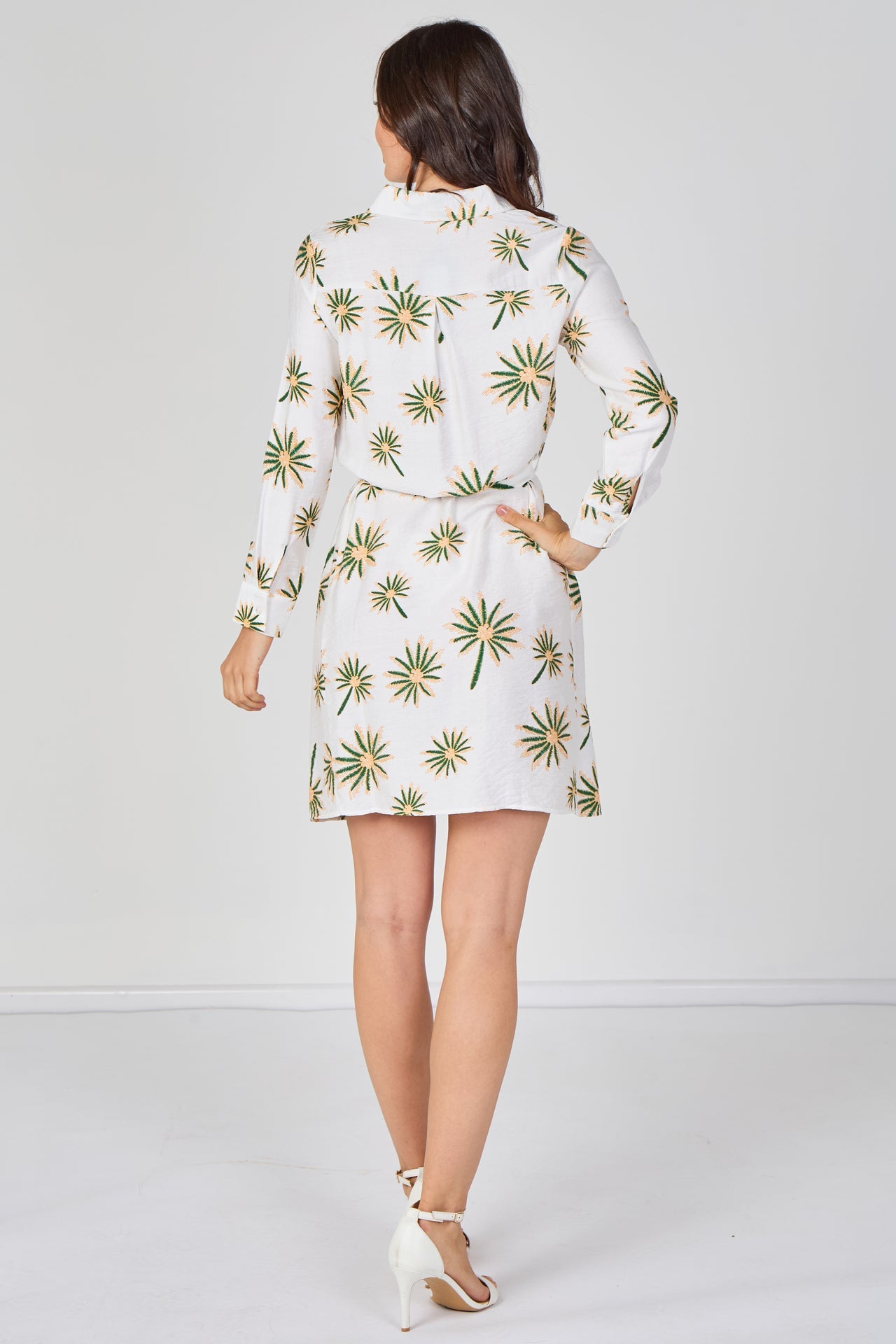 Palm Trees Mini Shirt Dress
