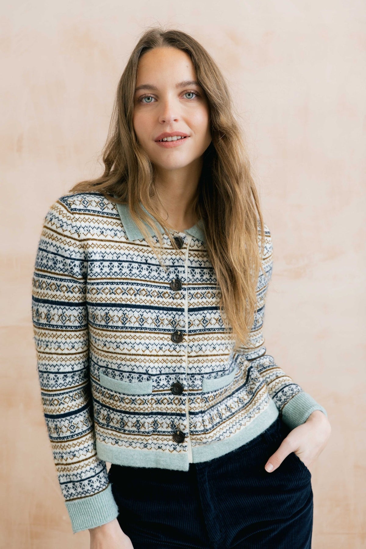 Lily & Me Chestnut Fair Isle Knitted Jacket