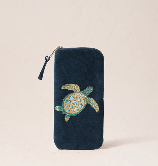 Swimming Turtle Glasses Case Marine Navy