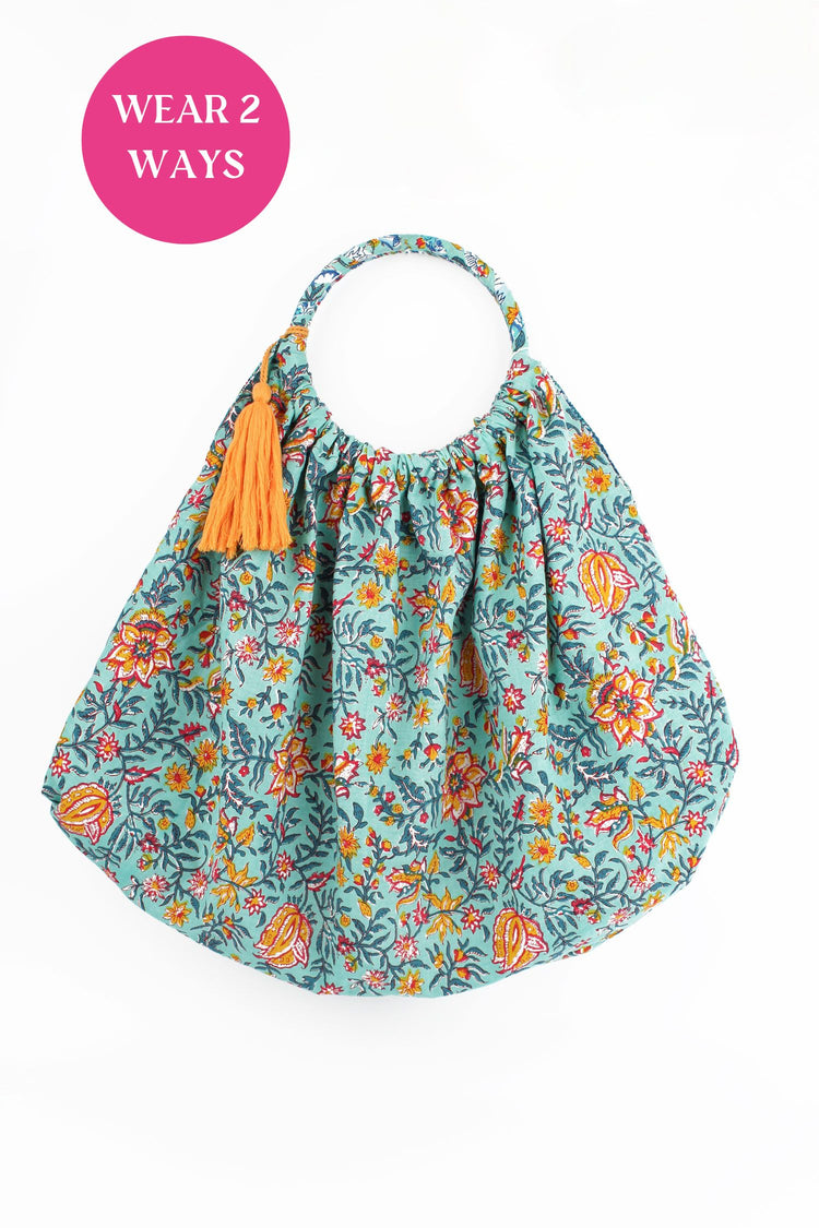 My Doris Gold & Turquoise Reversible Bag