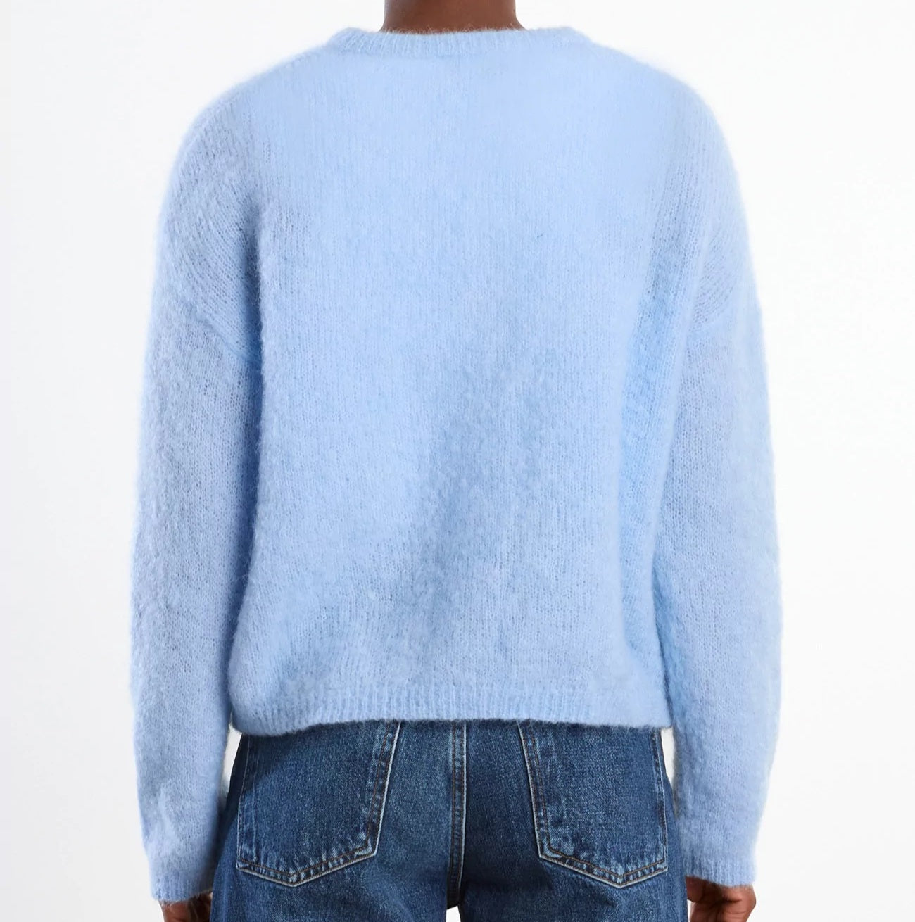 Mohair Long Sleeve Cardi in Powder Blue