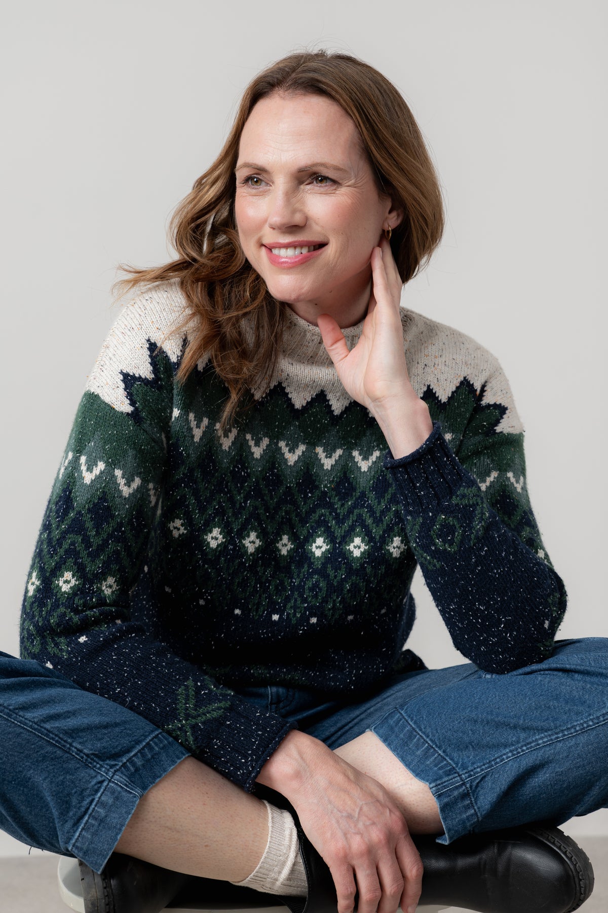 Lily & Me Maeve Fleck Knit Jumper Pine Green
