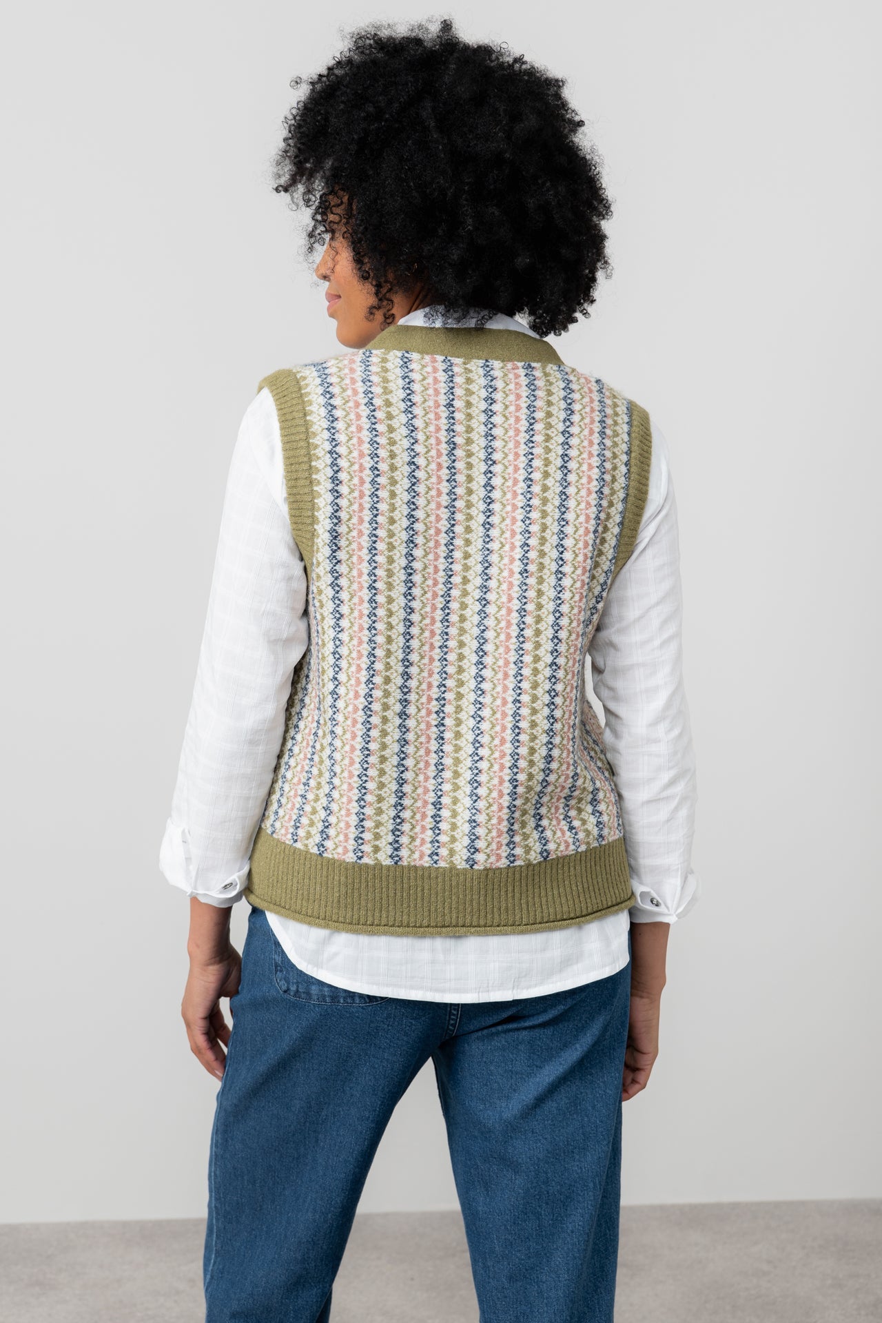 Gwyneth Fair Isle Vest in Moss