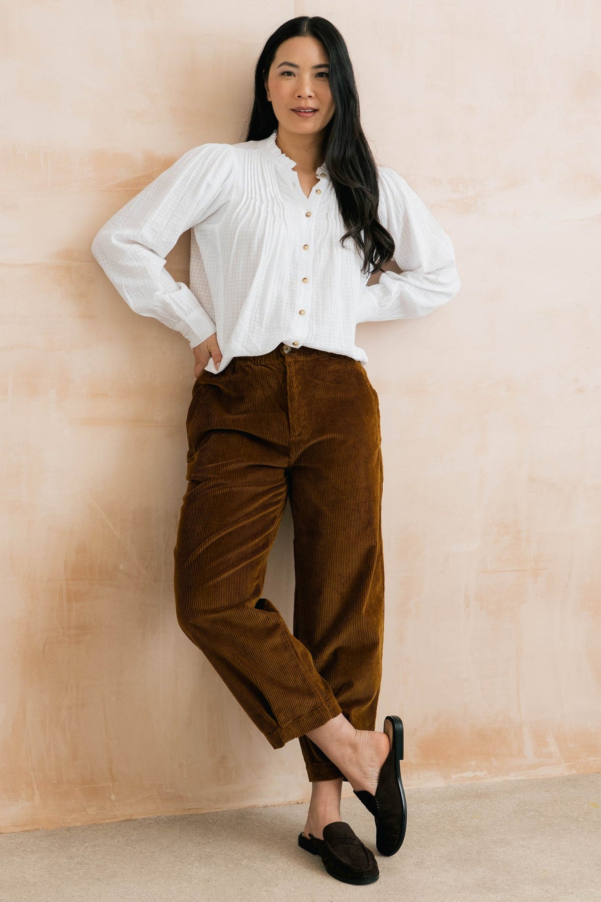 Lily & Me Shirin Jumbo Cord Relaxed Barrel Leg Trousers