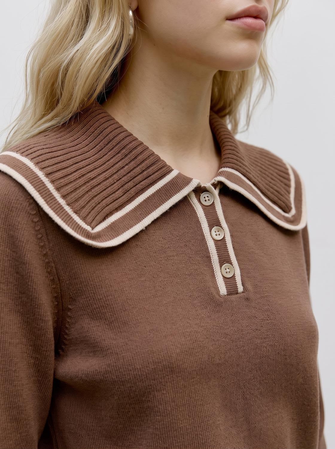 Vero Moda Cora Large Collar Jumper in Cocoa