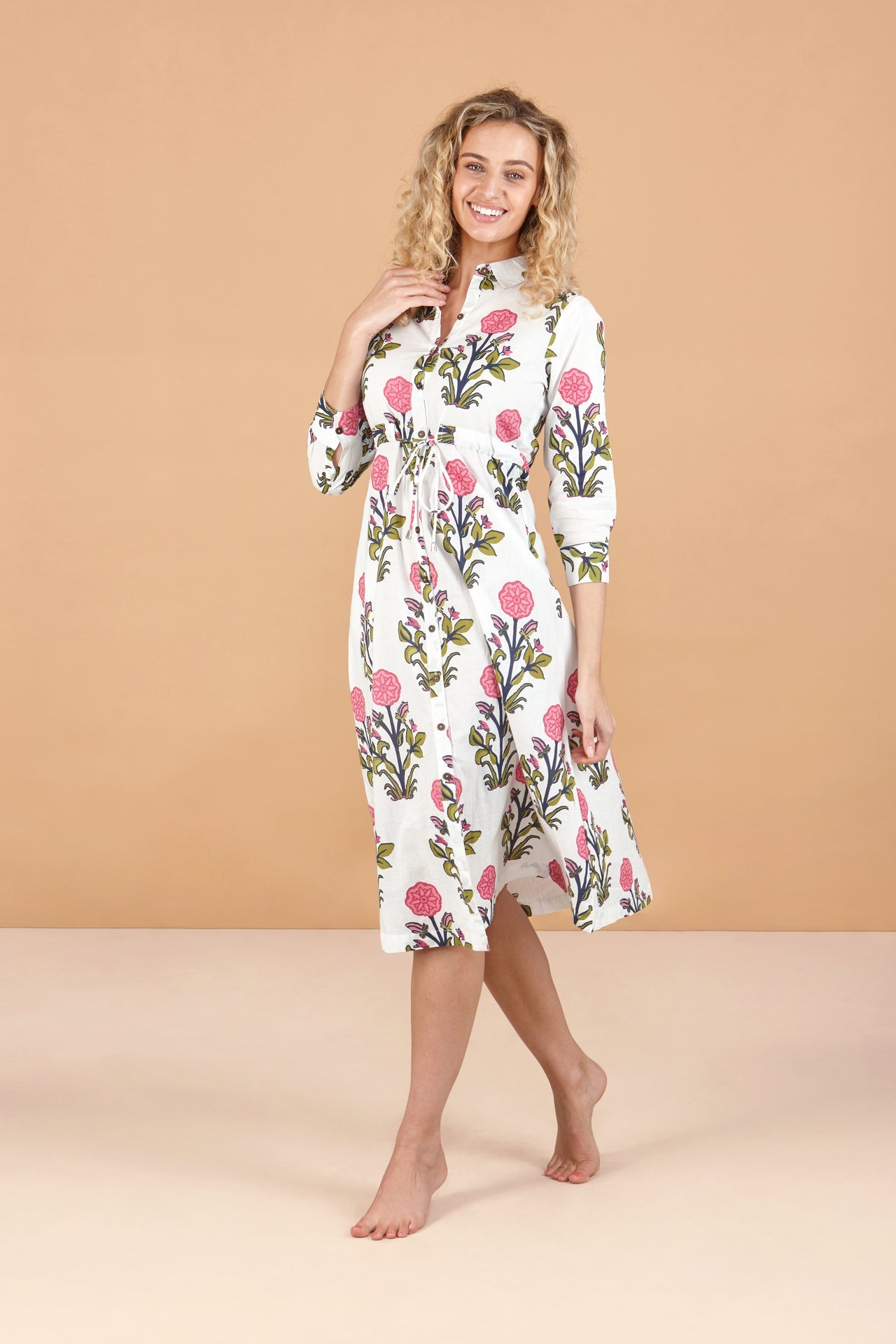 Inara Indian Cotton Rosette Dress