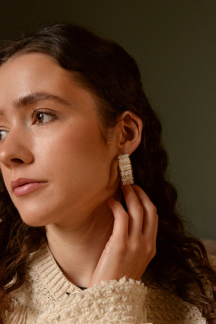 My Doris Pearl & Gold Hoop Earrings