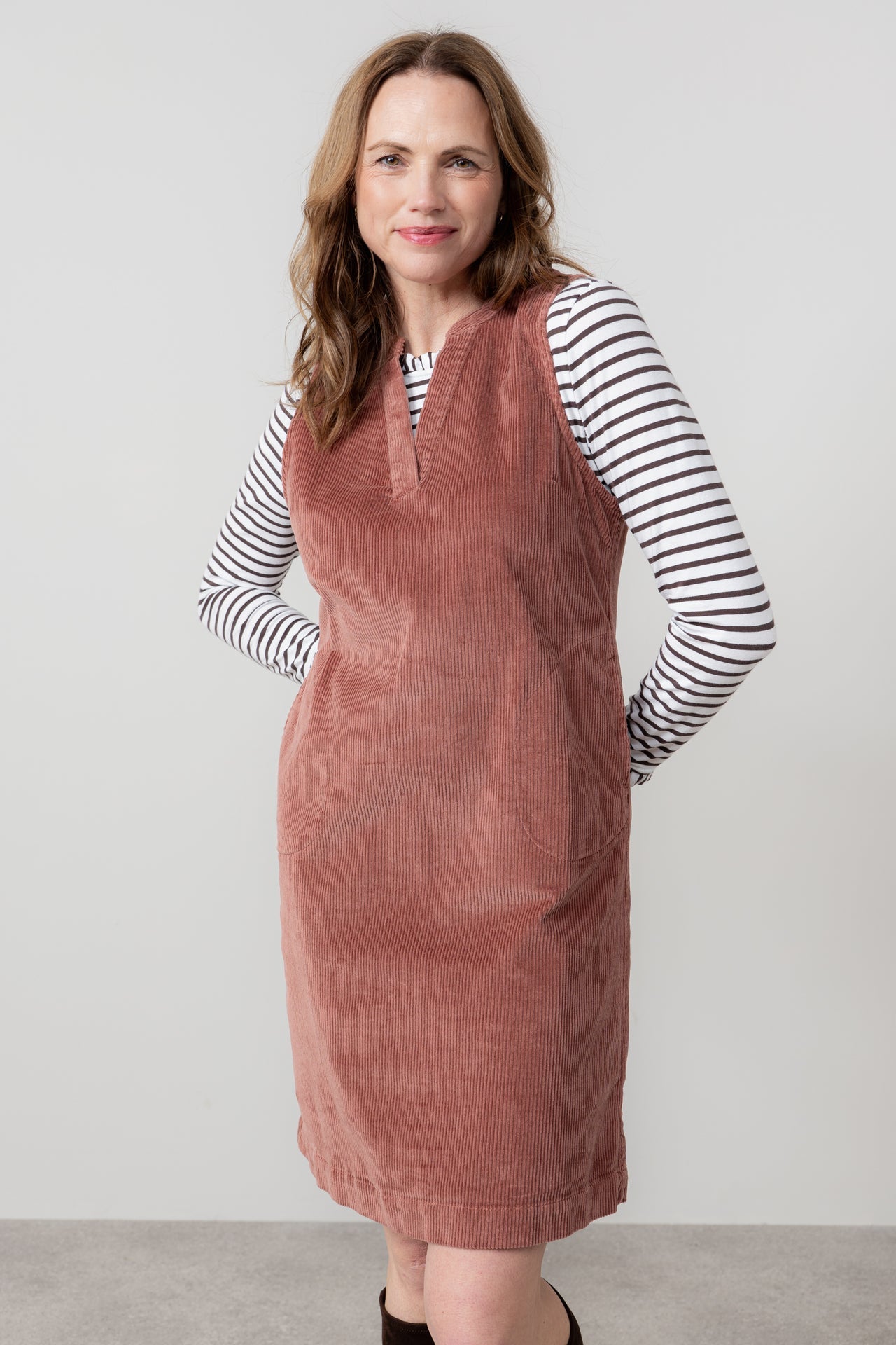 Lily & Me Belle Jumbo Cord Dress Antique Rose