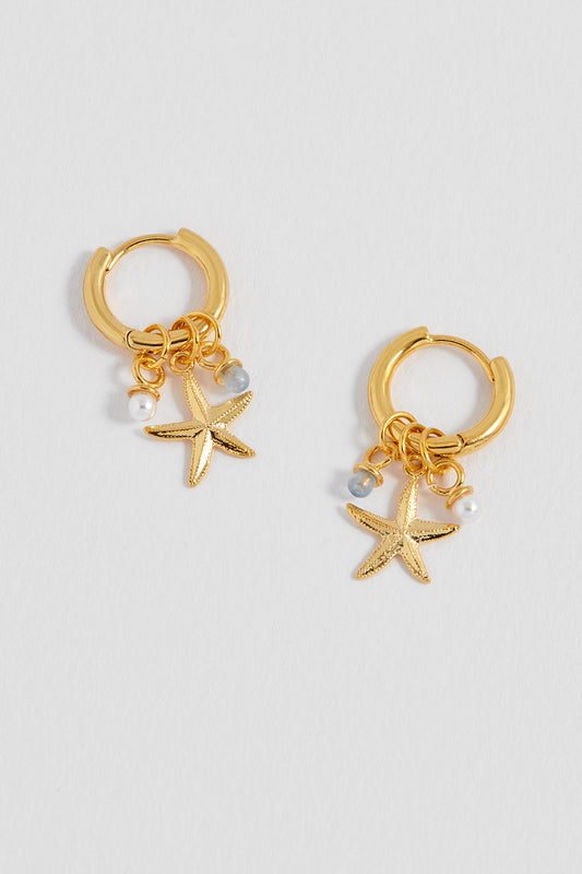Estella Bartlett Starfish Charm Huggie Hoops