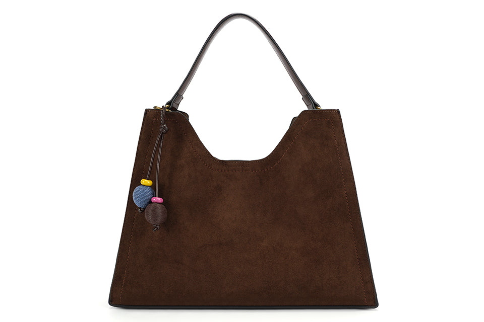 Faux Suede Rue Bag in Coffee
