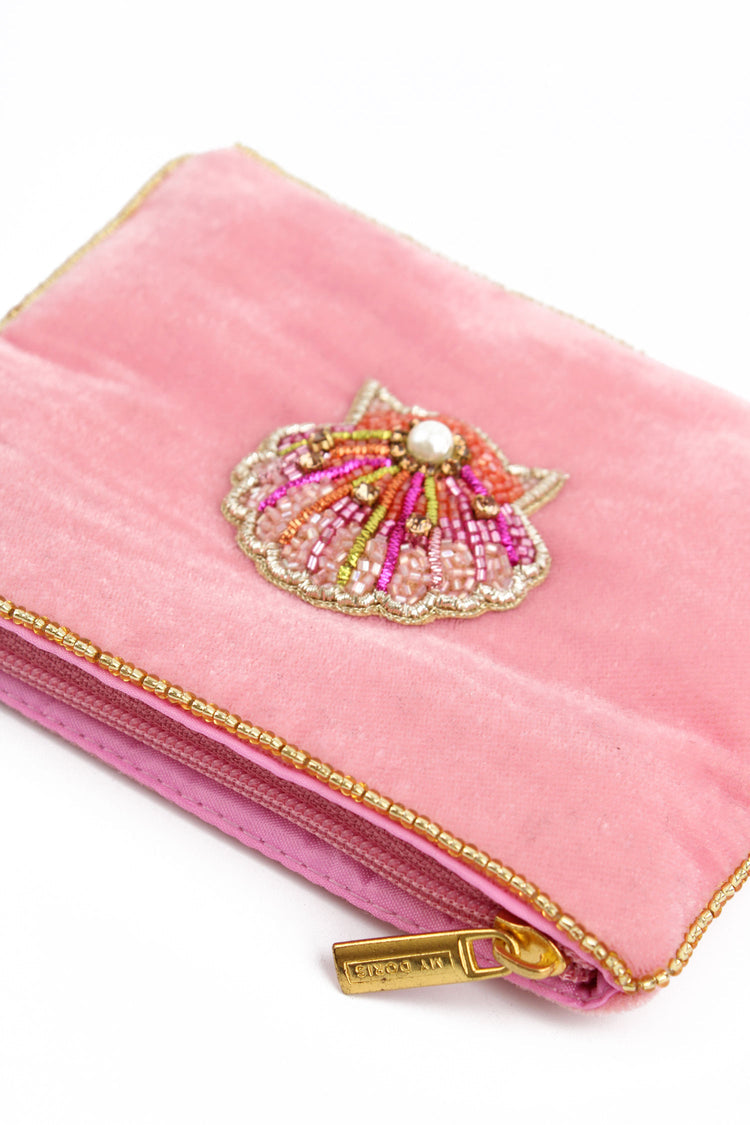 My Doris Pink Beaded Shell Small Purse