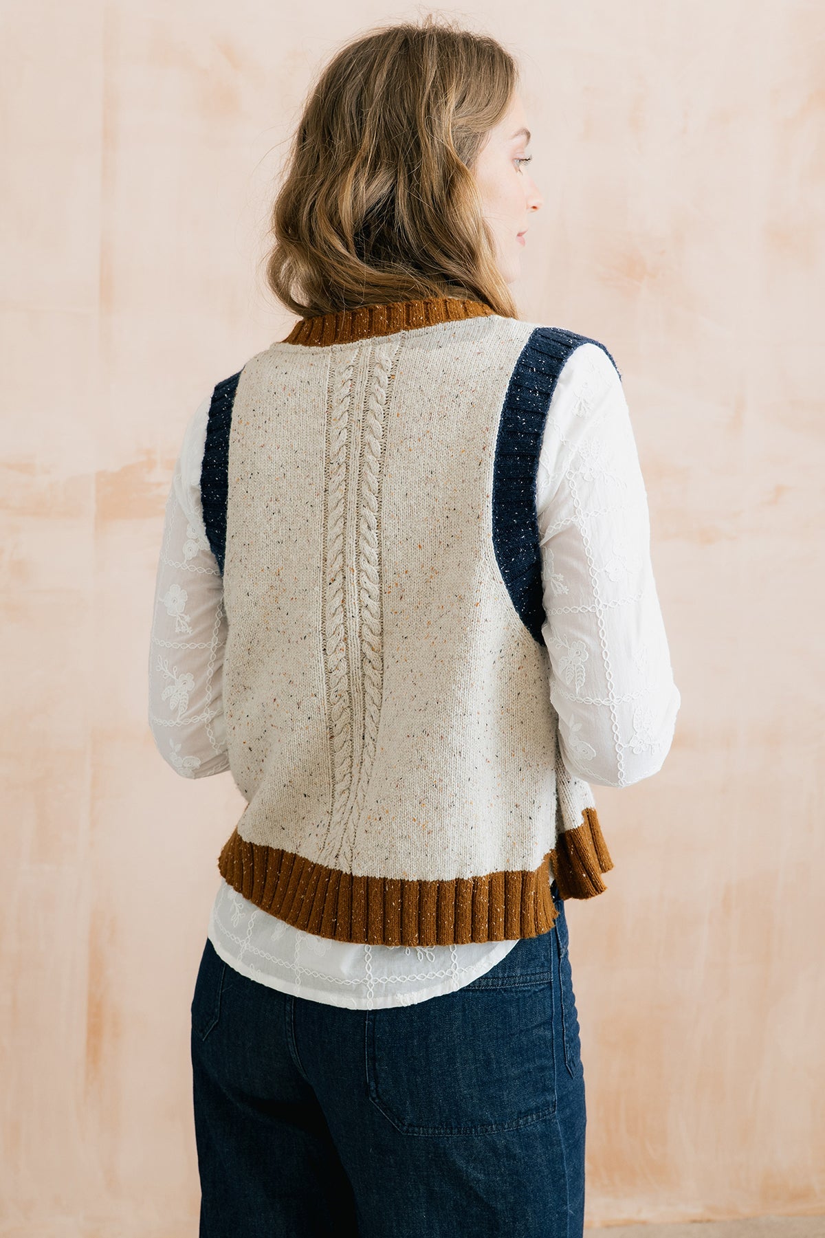 Lily & Me Grove Colour Block Cable Knit Vest