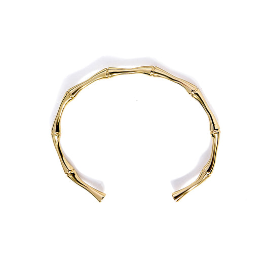 WHITE LEAF 18kt Plated Gold Bamboo Bangle