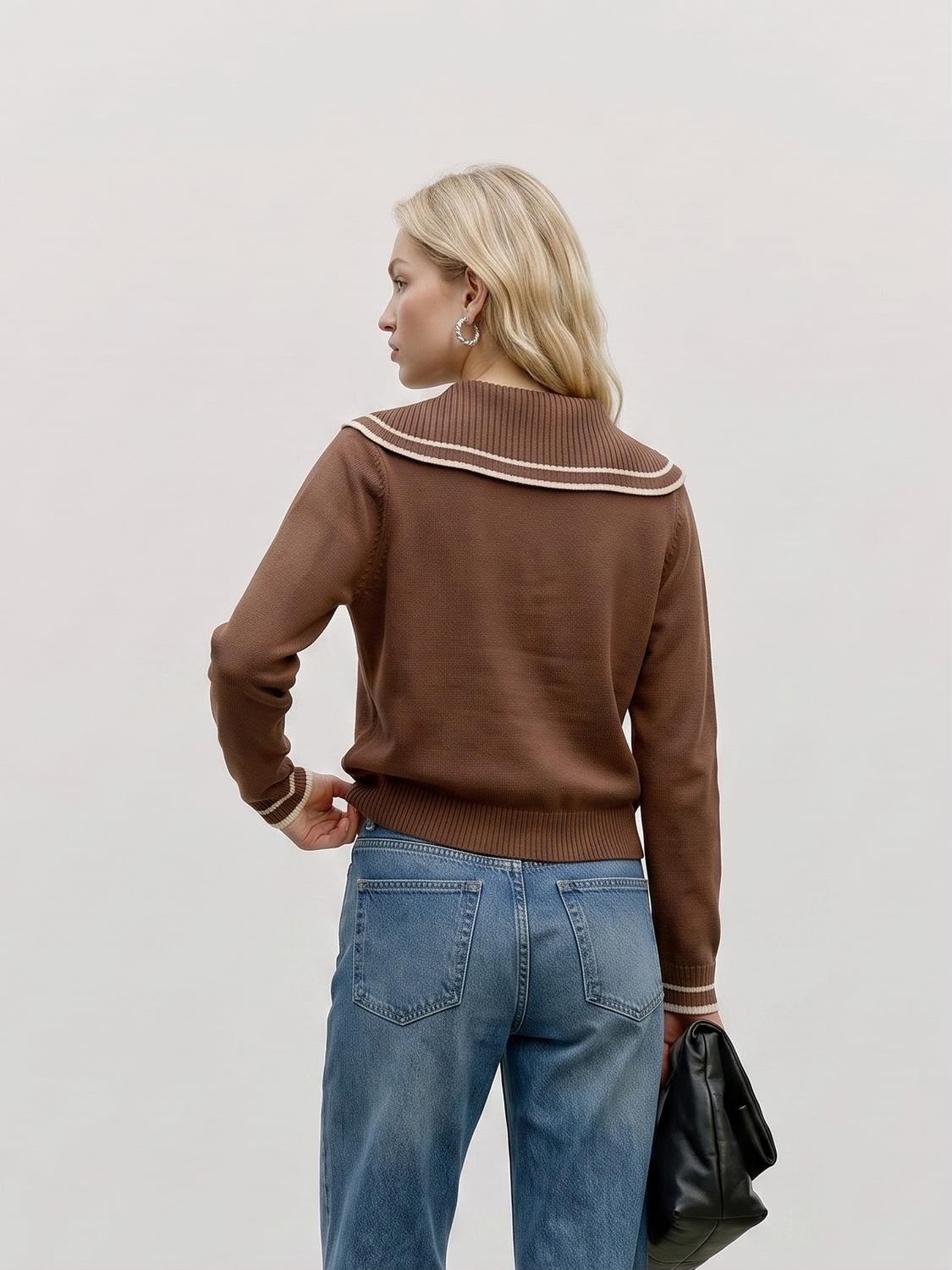 Vero Moda Cora Large Collar Jumper in Cocoa
