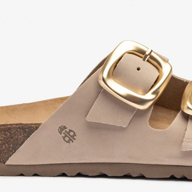 Yokono Granada Double Strap Nubuck Sandals in Stone