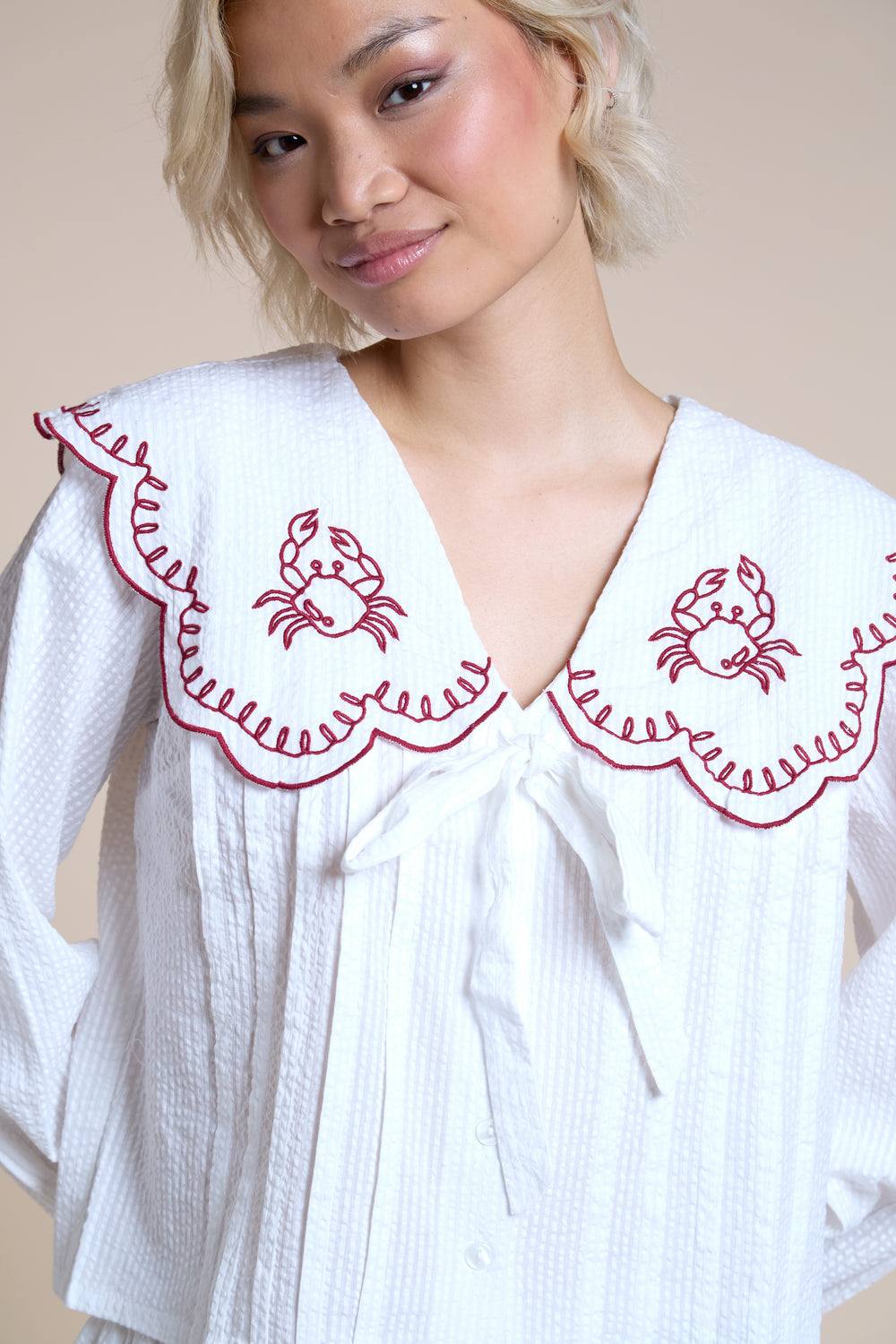 Neon Rose Kaia Crab Embroidered Blouse