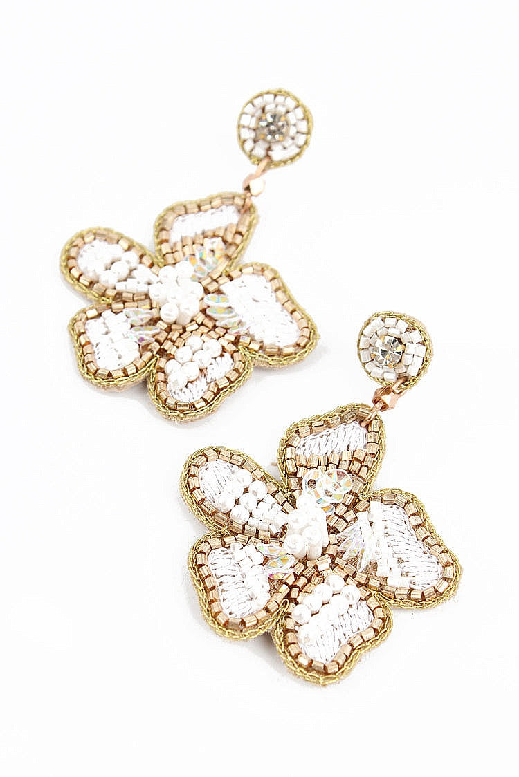 My Doris White Flower Earrings