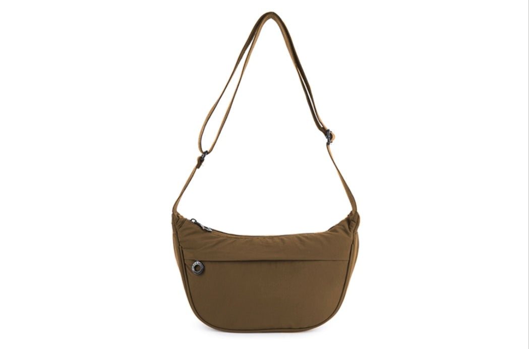 Sling Zip Front Cross Body Bag in Chocolate Taupe
