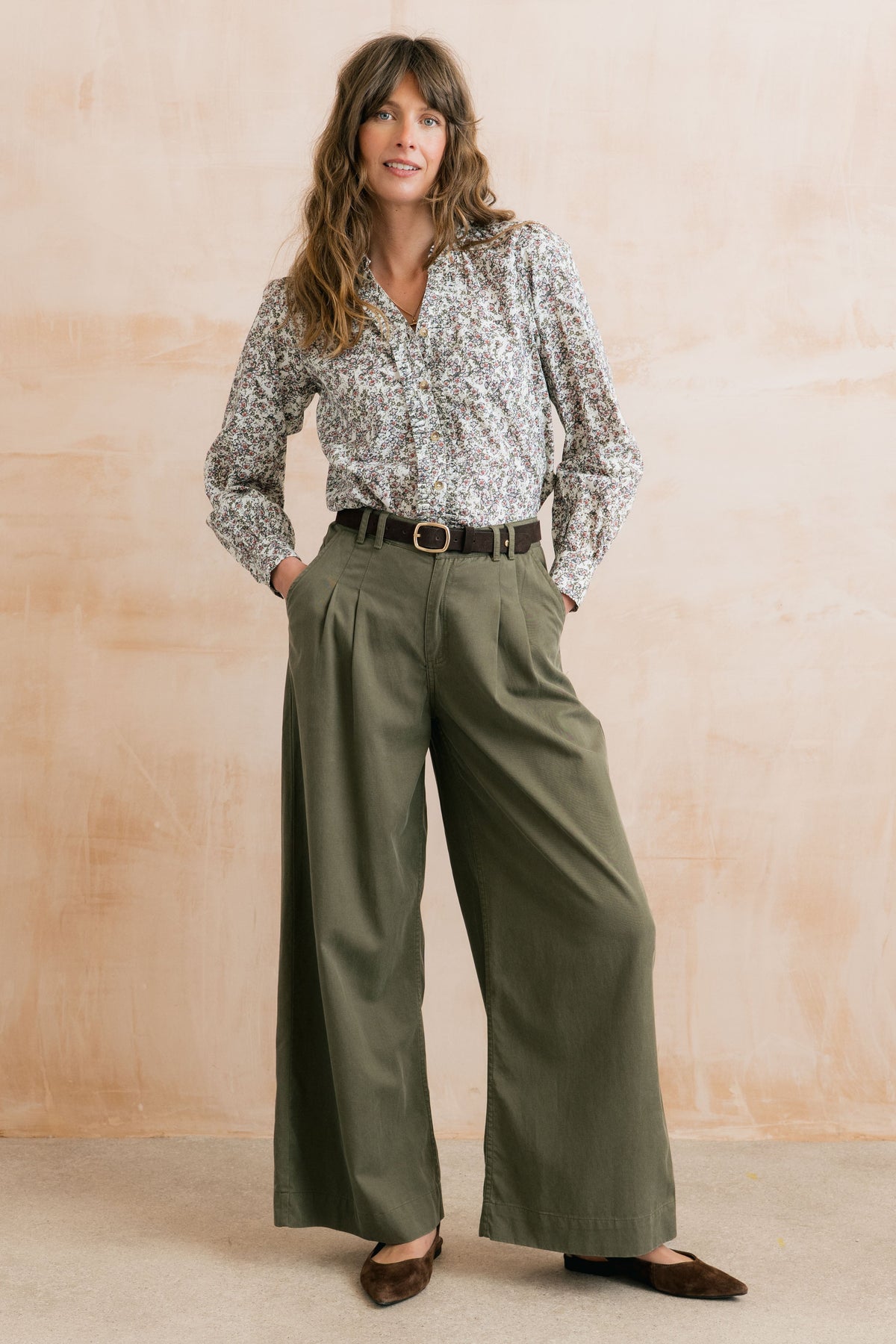 Lily & Me Sophie Olive Wide Leg Trousers