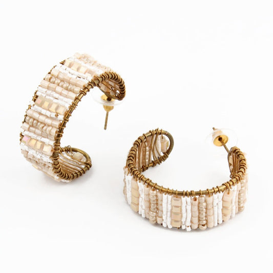 My Doris Pearl & Gold Hoop Earrings