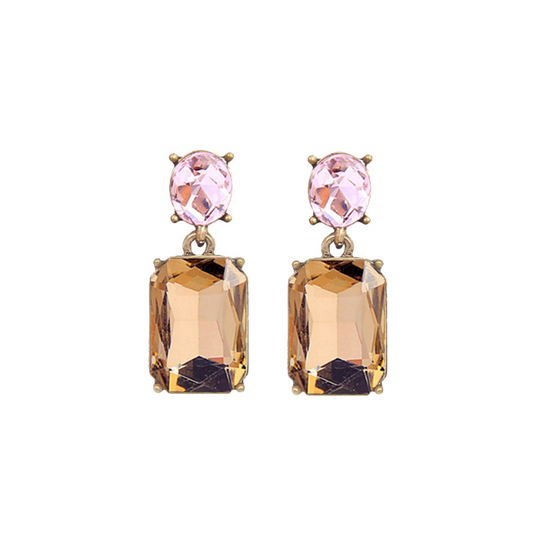 LAST TRUE ANGEL Gem Drop Earrings in Pink & Smoke