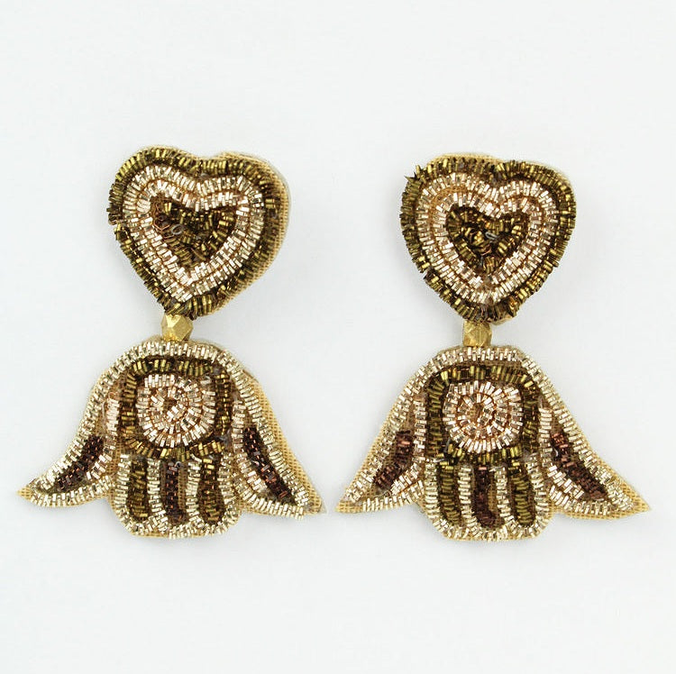 My Doris Beaded Hasma Hand Earrings
