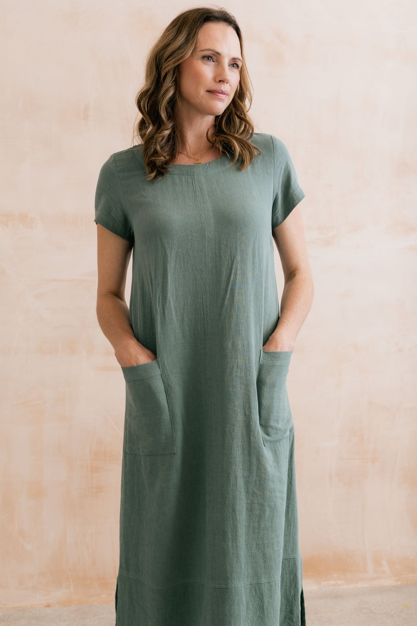 Lily & Me Summer Breeze Linen Dress in Laurel