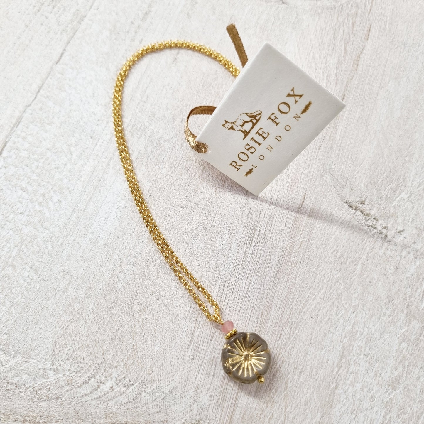 Strawberry Quartz Gemstone Pansy Chain Necklace