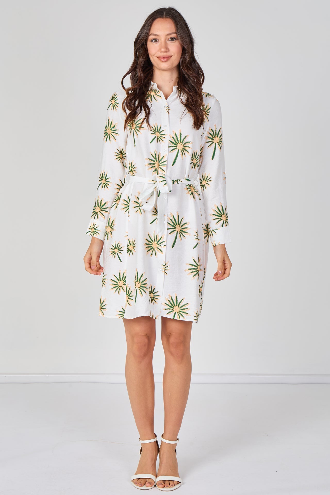 Palm Trees Mini Shirt Dress