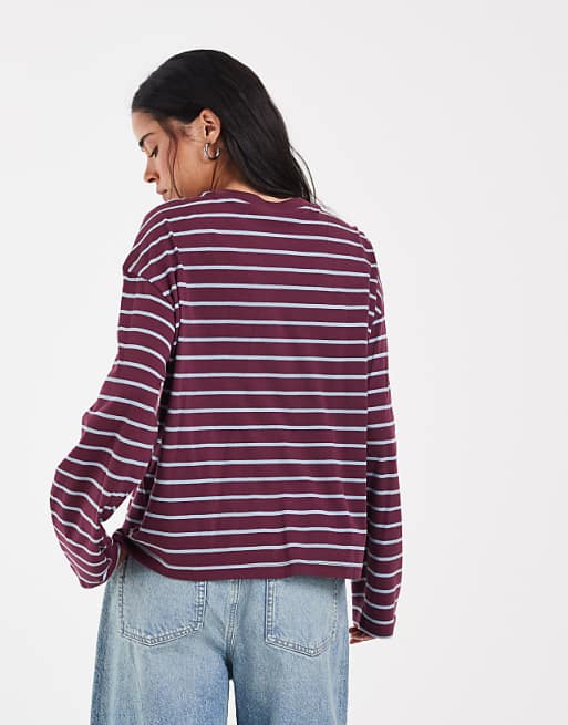 ONLY Happy Stripe Top in Fig