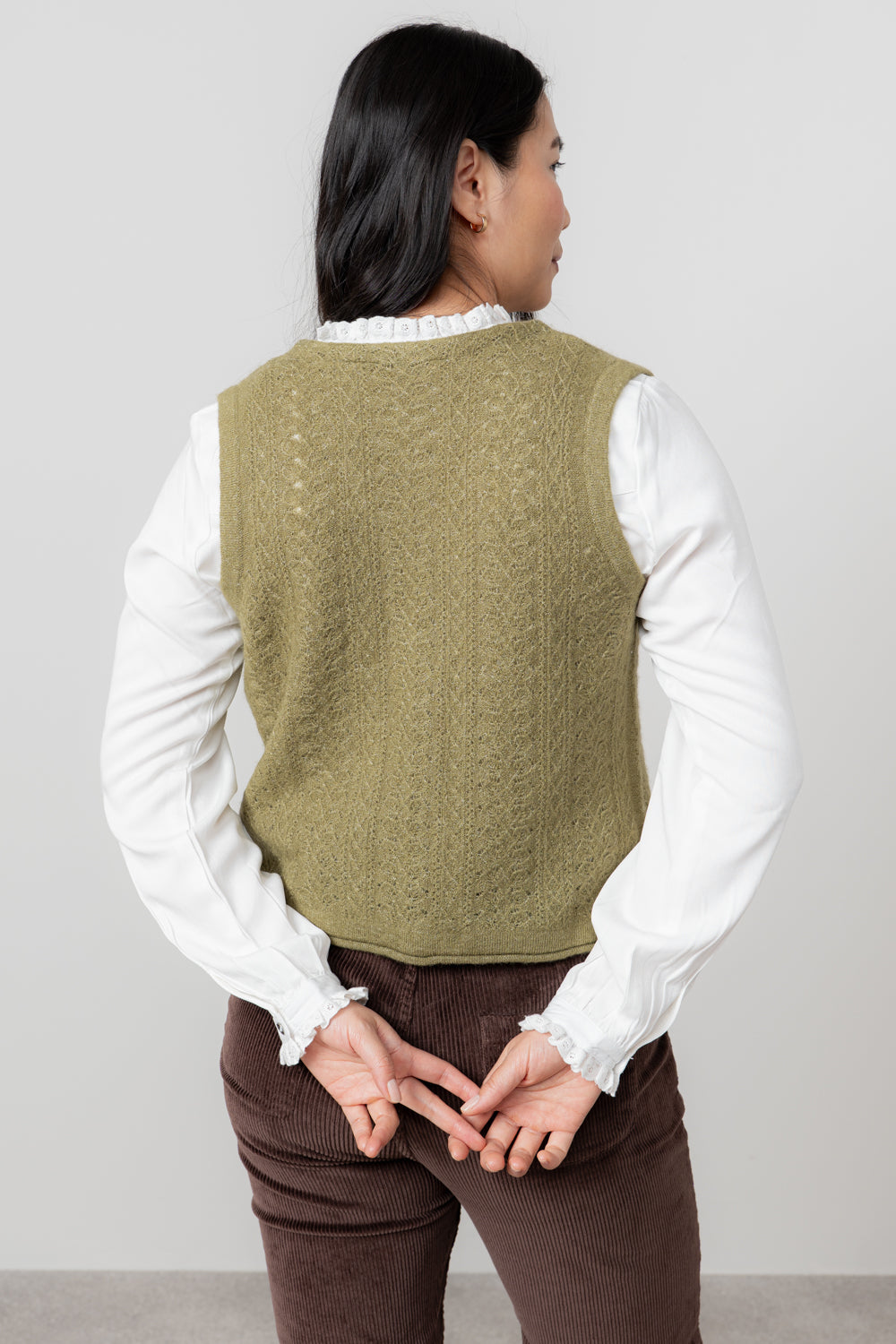 Marly Pointelle Tank in Moss