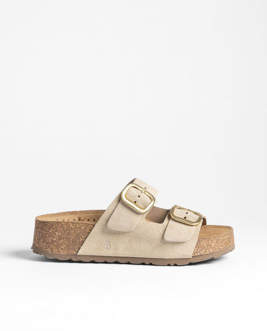 Yokono Wiwi Platform Double Strap Sandals in Stone