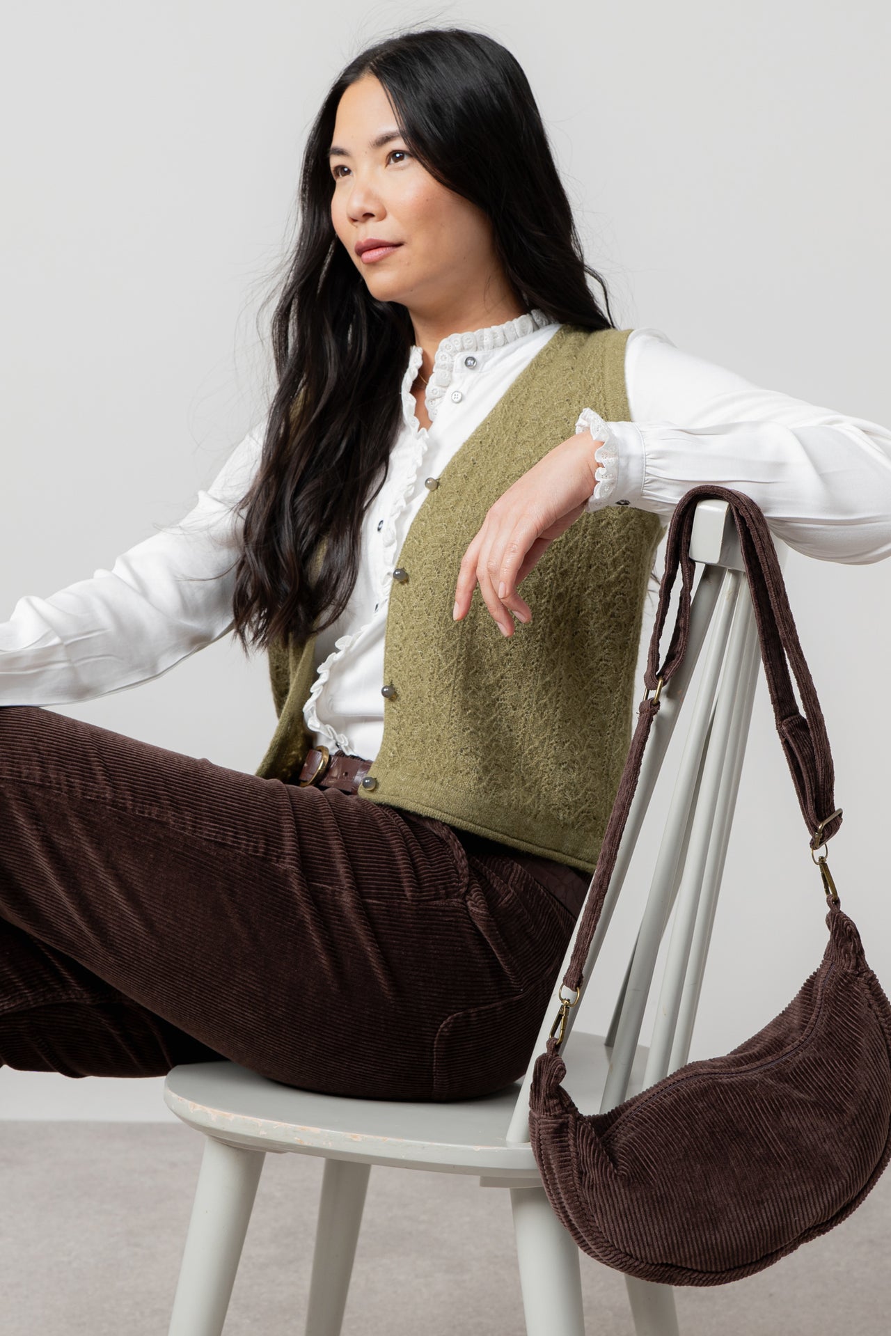 Marly Pointelle Tank in Moss