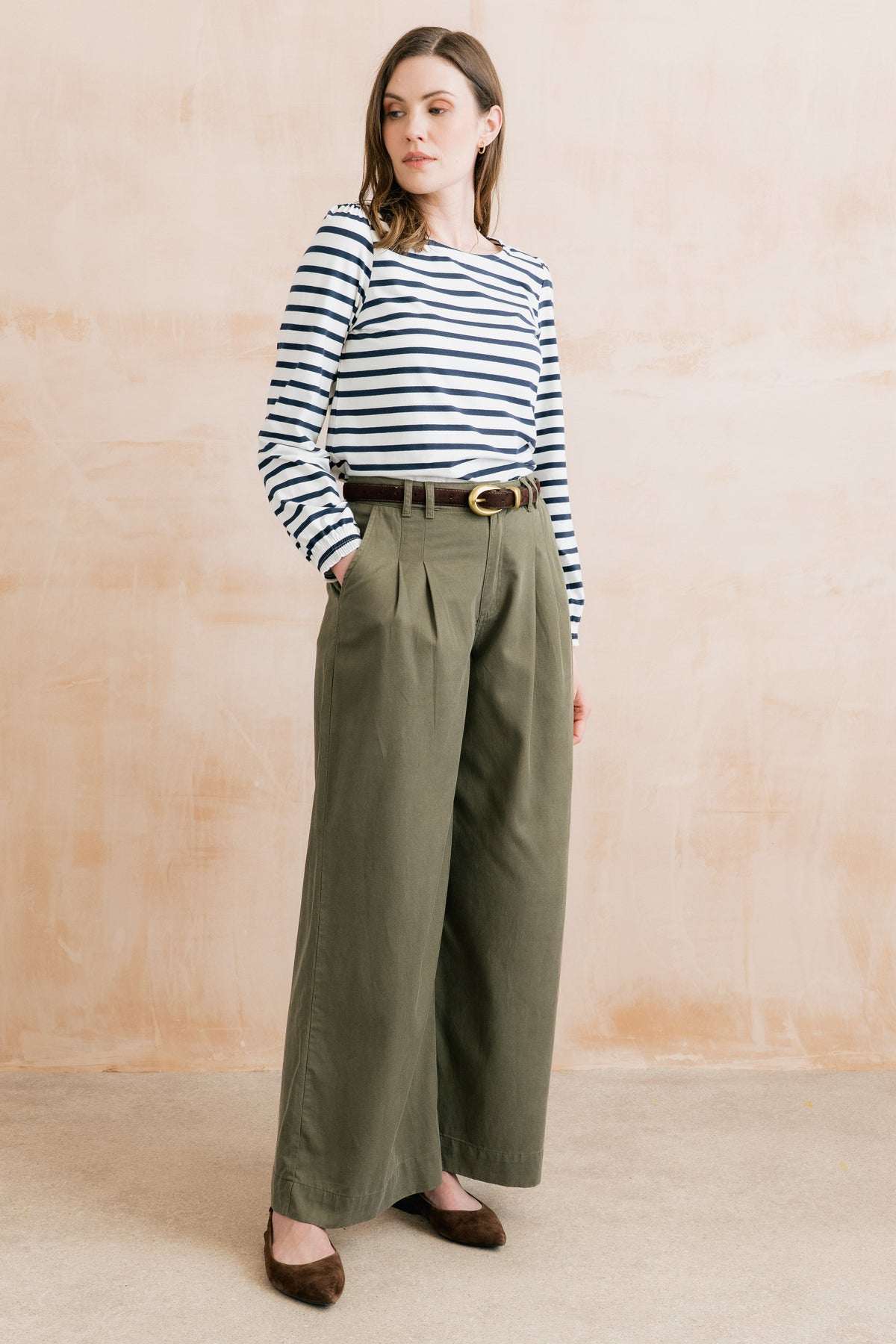 Lily & Me Sophie Olive Wide Leg Trousers
